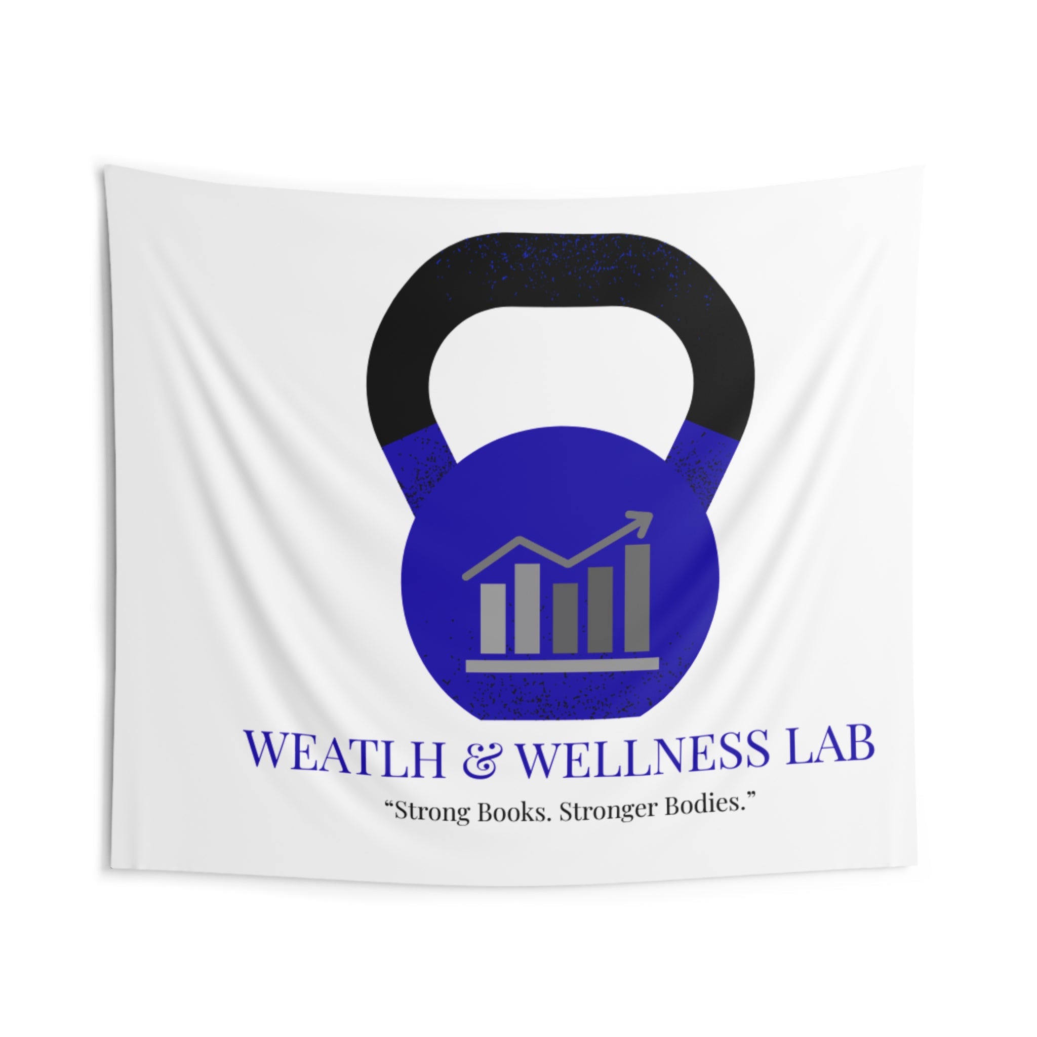 Wealth & Wellness Lab Tapestry — Fitness Kettlebell & Finance Wall Decor